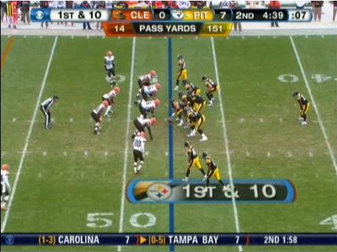 Start of play, 3 wide receivers and 1 tight end with Mendenhall the lone back.