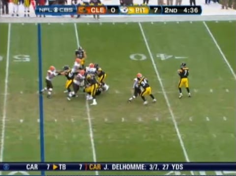Mendenhall continues to work Adams out of the passing lane.