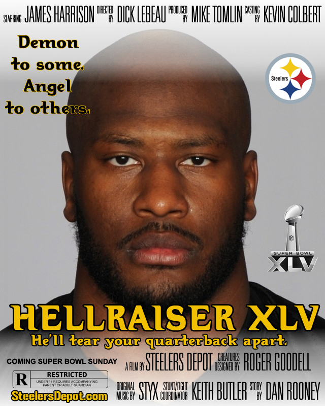 Steelers James Harrison Super Bowl XLV Movie Poster - Hellraiser