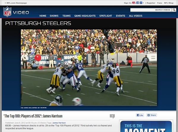 James Harrison Illegal Hit Replay On NFL Website