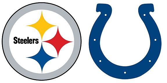 Steelers versus Colts logos