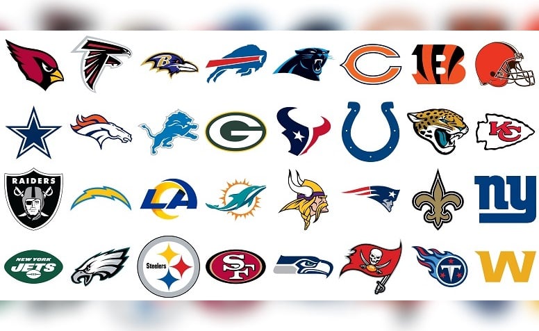 NFL logos for Steelers, all 32 teams