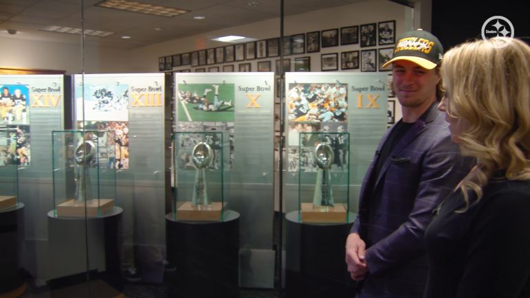 Kenny Pickett Super Bowl Lombardi Trophy room Steelers