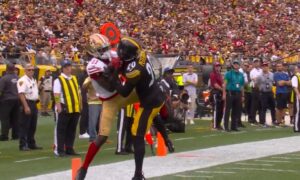 Brandon Aiyuk catching TD against former Pittsburgh Steelers CB Patrick Peterson
