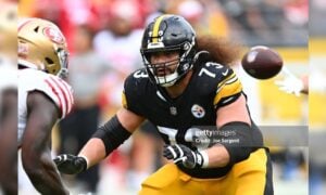 Pittsburgh Steelers guard James Daniels (78) blocks during an NFL football  game, Sunday, Oct. 9, 2022, in Orchard Park, NY. (AP Photo/Matt Durisko  Stock Photo - Alamy