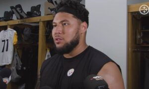 Steelers OT Troy Fautanu talking about playing right tackle