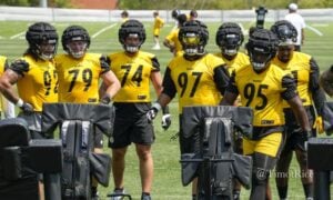 Cam Heyward Isaiahh Loudermilk Logan Lee Jacob Slade Keeanu Benton Montravius Adams defensive line Steelers 2024 Training Camp Steelers defensive line