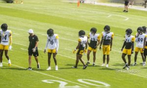 George Pickens Quez Watkins Scotty Miller Dez Fitzpatrick Jaray Jenkins Jacob Copeland wide receivers Steelers training camp Brooke Pryor