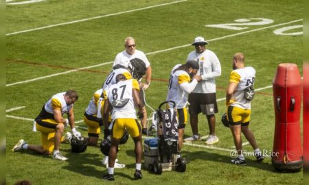 Rodney Williams Darnell Washington Pat Freiermuth MyCole Pruitt Matt Sokol Alfredo Roberts tight ends Steelers training camp