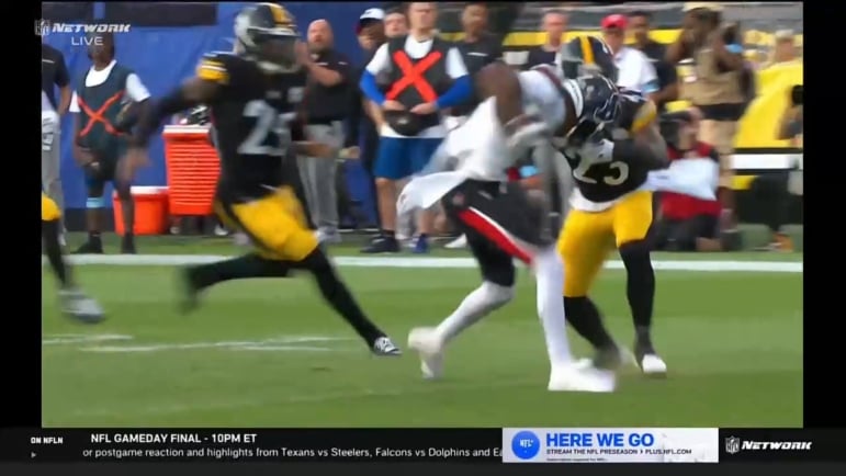 Damontae Kazee DeShon Elliott missed tackle Steelers