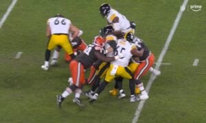 Myles Garrett Russell Wilson Dan Moore Jr. sack Steelers Arthur Smith