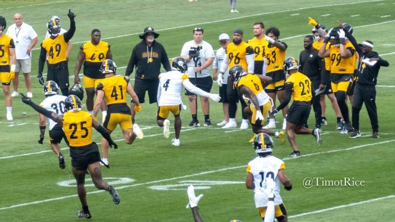Patrick Queen interception Aaron Rodgers Steelers 2025 Training Camp Pictures – Thursday – July 24th